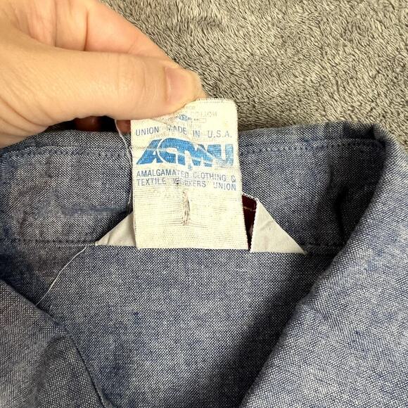 Vintage Carhartt Gray Jacket Shirt Mens L Denim Canvas Union Label USA Chore - Picture 6 of 10